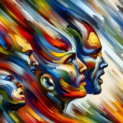 Vibrant Expressions Abstract Colorful People Art Discover the Spectrum of Human Form - obrazy, fototapety, plakaty
