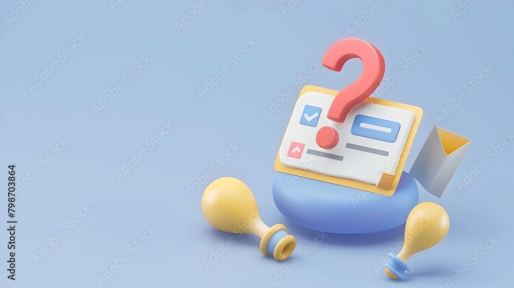 Poster question mark document minimalist 3d representing faq process