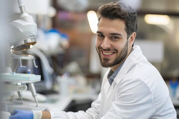 Portrait of a dental technician in a white lab