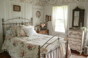 farmhouse bedroom featuring vintage decor