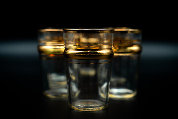 glasses with gold rim close up