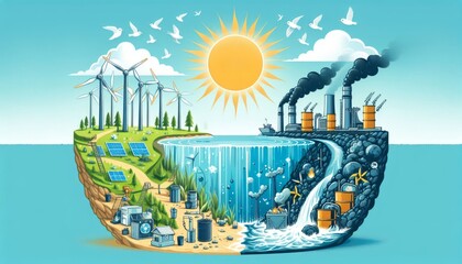 Ecological disaster concept, environmental pollution, climate change, warming due to CO2 emissions