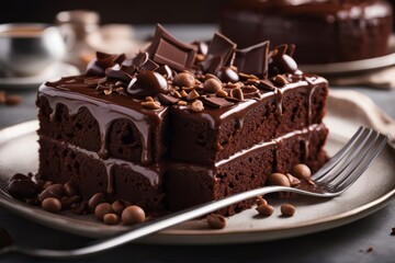 'chocolate cake sweet dessert food icing closeup texture slice piece creamy baked'