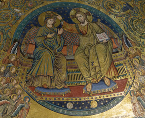 The apse of the basilica. Mosaic in the Basilica of Saint Mary Major. Major papal basilica. Rome,...