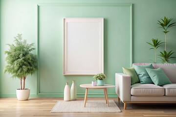 Living room blank frame mockup