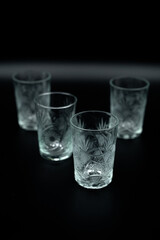 glass with water on black background