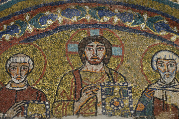 Mosaic of San Zeno chapel in Santa Prassede - the Basilica of Saint Praxedes. Rome, Italy