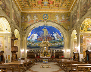 Interior of the basilica of Cosmas and Damian (Santi Cosma e Damiano) in Rome