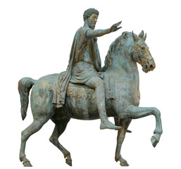 The Equestrian Statue of Marcus Aurelius. Ancient Roman bronze equestrian statue on the Capitoline...