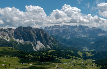 scenic panorama of the wonderful Dolomite mountains in summer