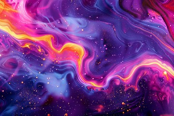 Fototapeta na wymiar Neon Dreamscapes: The Fantastic Flow of Liquid Brilliance