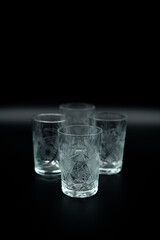 glass of water on black background