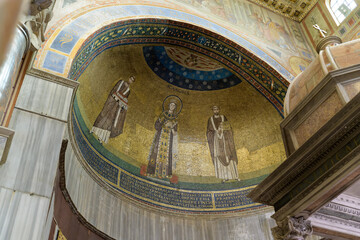 Mosaic of Aspe of the church of Saint Agnes Outside the Walls (Sant'Agnese fuori le mura). Rome, Italy