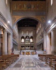 The Basilica Papale di San Lorenzo fuori le mura (Papal Basilica of Saint Lawrence outside the Walls). Rome, Italy.