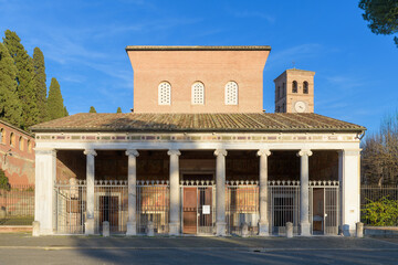 The Basilica Papale di San Lorenzo fuori le mura (Papal Basilica of Saint Lawrence outside the Walls). Rome, Italy.