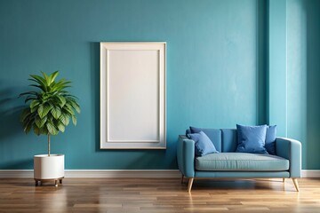 Fototapeta premium Living room blank frame mockup