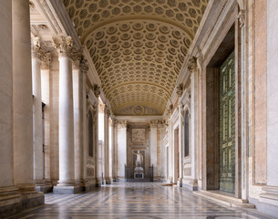Portico of the Archbasilica of Saint John Lateran (Basilica di San Giovanni in Laterano). Rome, Italy