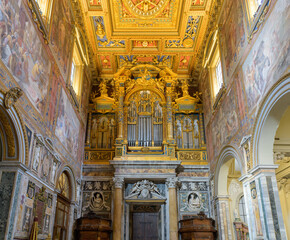Pipe organ  in the Archbasilica of Saint John Lateran (Basilica di San Giovanni in Laterano). Major...