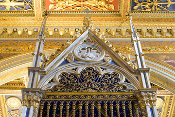 Top of Baldacchino of the Archbasilica of Saint John Lateran (Basilica di San Giovanni in Laterano). Major Papal. Lateran Basilica or Saint John Lateran. Rome - obrazy, fototapety, plakaty