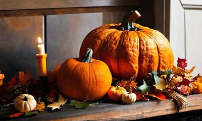 Autumn still life celebrating Halloween or Thanksgiving, happy thanksgiving holiday