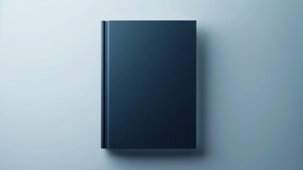top view of closed notebook mockup with in rich navy blue hardcover