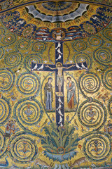 Detail of the mosaic in the Apse in the Basilica of Saint Clement. Rome, Italy.