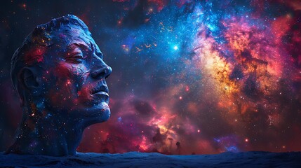 An artistic rendering of the USA flag in front of a cosmic, star-filled sky, symbolizing national pride on a galactic scale.