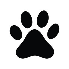 dog paw, cat paw print isolated on white background, icon, vector illustration, silhouette