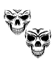 2 Skull | Dead Men | Dad Skull | Human Skeleton Head | Halloween| Dead Life | Scary Skeleton Head | Gothic | Original Illustration | Vector and Clipart | Cutfile and Stencil