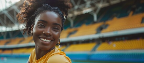 Glory in Brazil: Black Female Athlete Triumphs as Champion in Stadium Competition
