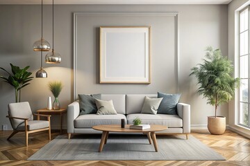 Living room blank frame mockup