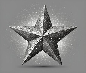 Silver star on a gray background. 3d rendering, 3d illustration.