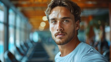 Men train in a modern and spacious gym