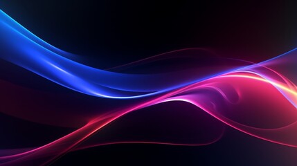 Obraz premium Abstract digital wallpaper featuring swirling neon lines and geometric shapes on a dark background, ideal for technology themes,