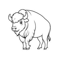 Fototapeta premium American Strong Bison Vector Illustration black and white, line art illustration of bison, strong bison vector black and white