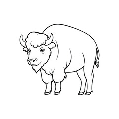 Strong Buffalo vector black and white illustration, cartoon , colorfill illustration