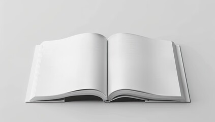 A rectangular book with empty pages in silver font, on a white background