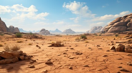 Fototapeta premium scenic view of a desert with majestic mountains UHD WALLPAPER