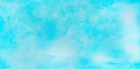 Abstract watercolor background . Grunge wallpaper of blue sky with white clouds . Summer heaven bright cloudscape .	

