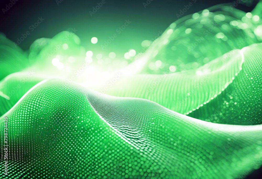Poster 'rendering 3d wave dynamic background dots green futuristic flow technology abstract datum innovatio