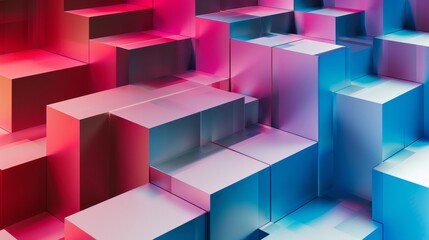 Colorful Geometric Cubes in Abstract 3D Design - obrazy, fototapety, plakaty
