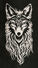 Bold Inverted Tribal Fox Art A Striking Geometric Wildlife