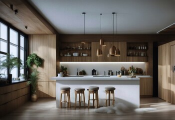 interior bar wooden kitchen White