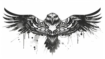 Naklejka premium Inverted Tribal Eagle Art A Bold Statement of Power and Freedom
