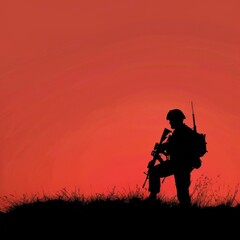 Silhouette of a Soldier Symbol of Wars Unyielding Spirit