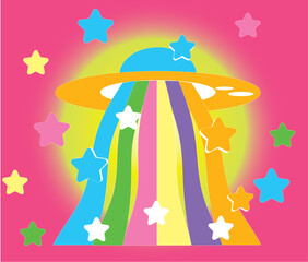 Pastel and rainbow aliens