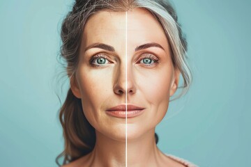 Sophisticated care in aging portrayed aging support in two age stage, focusing on aging benefits and proactive aging within the aging split representation.