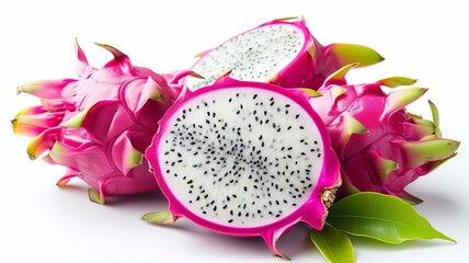 dragon fruit or pitaya on white background, Generative AI,