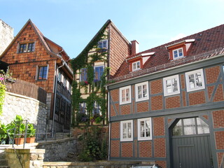 Fachwerkhäuser in der historischen Altstadt von Quedlinburg