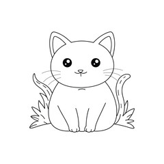 Fototapeta premium Cute Cat Vector Black and white illustration, Vector Art of baby kitty vector